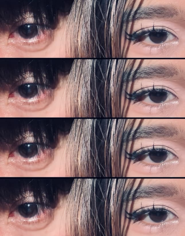 Four frames of our eyes, side by side